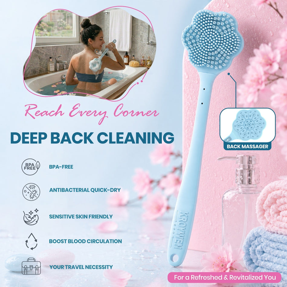 4-in-1 Silicone Scrubber Set | Face Cleanser, Body Exfoliator, Scalp Massager & Back Brush