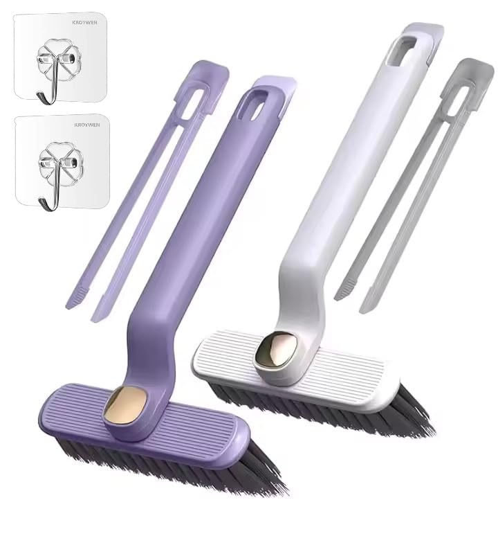 KROYWEN Multi-Function Bathroom Plastic Cleaning Brush,Tiles Cleaning Brush,Hard Bristle Rotating Crevice Gap Cleaning Brushes for Bathroom,Floor Cleaner Brush