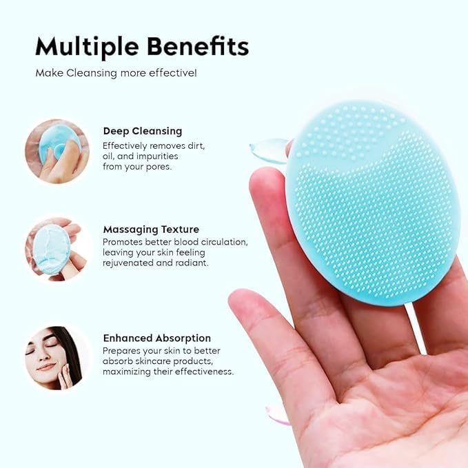KROYWEN Soft Silicone Back Scrubber Long Handle Bath Brush + Body Scrubber Bath Brush + Scalp Massager for Hair + Face Scrubber Brush, Combination Combo, Super-Exfoliating & Lathering Body Scrubber