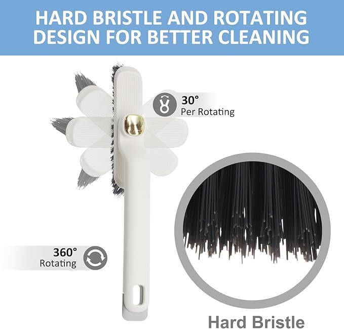 KROYWEN Multi-Function Bathroom Plastic Cleaning Brush,Tiles Cleaning Brush,Hard Bristle Rotating Crevice Gap Cleaning Brushes for Bathroom,Floor Cleaner Brush