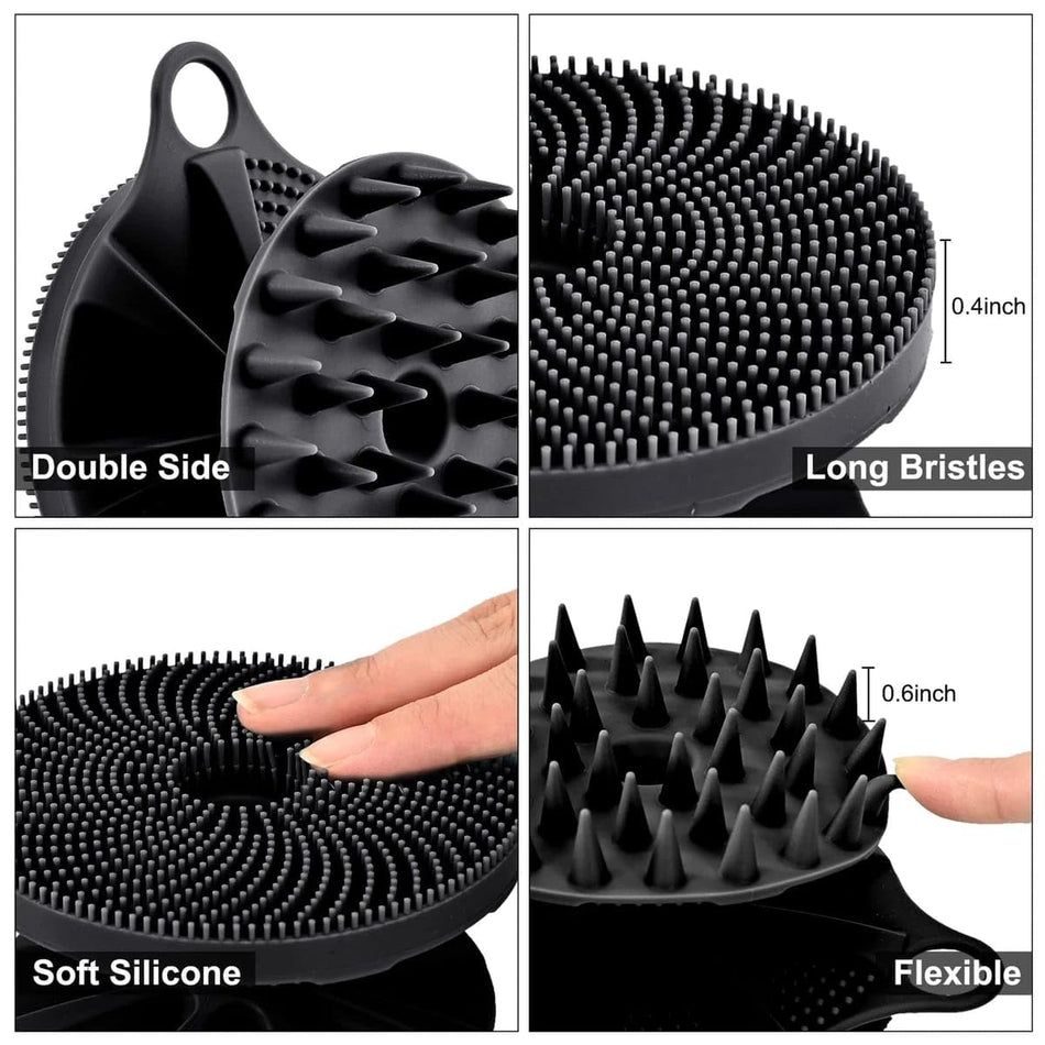 2 in 1 Soft Silicone Body Scrubber Bath Brush And Scalp Massager for Hair, Super-Exfoliating & Lathering Body Scrubber, Shower Brush