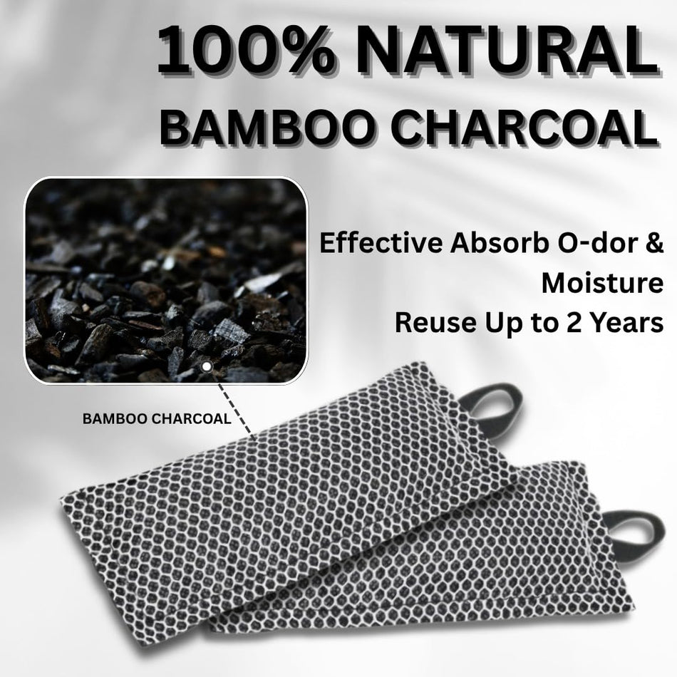 KROYWEN Odor Absorbers, Eliminator For Car,Shoes, Gym Bags&Sports Gear. Premium Bamboo Charcoal Air Purifying Bag And Deodorizer 40Gm*3 Bags